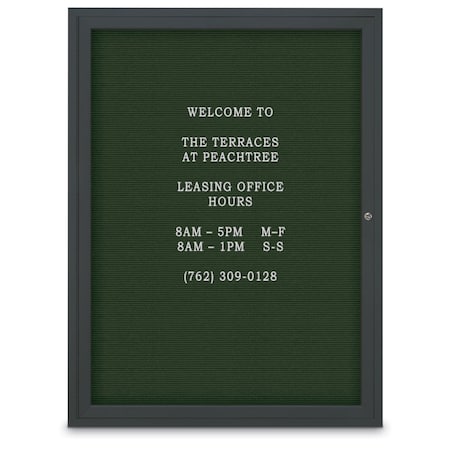 United Visual Products 60"x36" 2-Door Enclosed Outdoor Letterboard, Green Felt/Black UV1162D-BLACK-GREEN